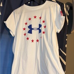 Under Armour Adult White and Blue Graphic T-Shirt
